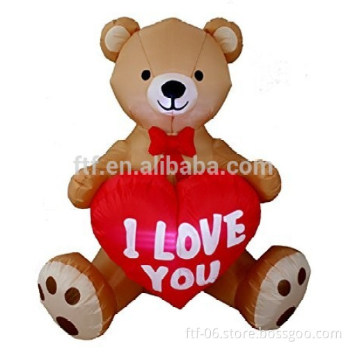 4 Foot Tall Valentine's Day Inflatable Teddy Bear with Love Heart Yard Blow Up Decoration Ballon FTF Sale